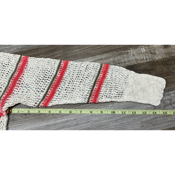 Maurices Womens Open Knit Sweater White Striped Long Sleeve Lightweight Large - Picture 11 of 14